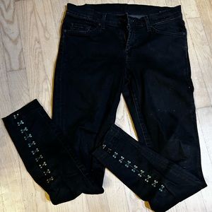 Seven for all mankind 7 black lace up skinny stretch jeans